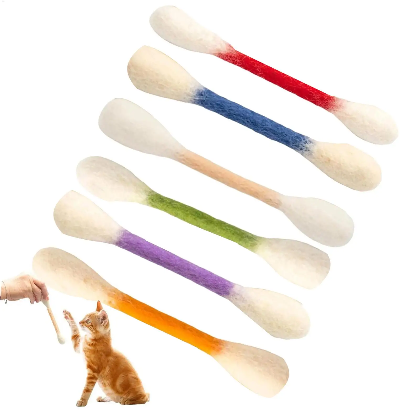Kreatives großes Katzenminze-Spielzeug in Wattestäbchenform, 6er-Pack, riesiger Kätzchen-Knabberstab, langlebiges Zahnreinigungs- und Zahnreinigungsseil