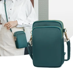 Multi-purpose waterproof wear-resistant large capacity crossbody bag women's multi-layer zipper neck shoulder mobile phone bag