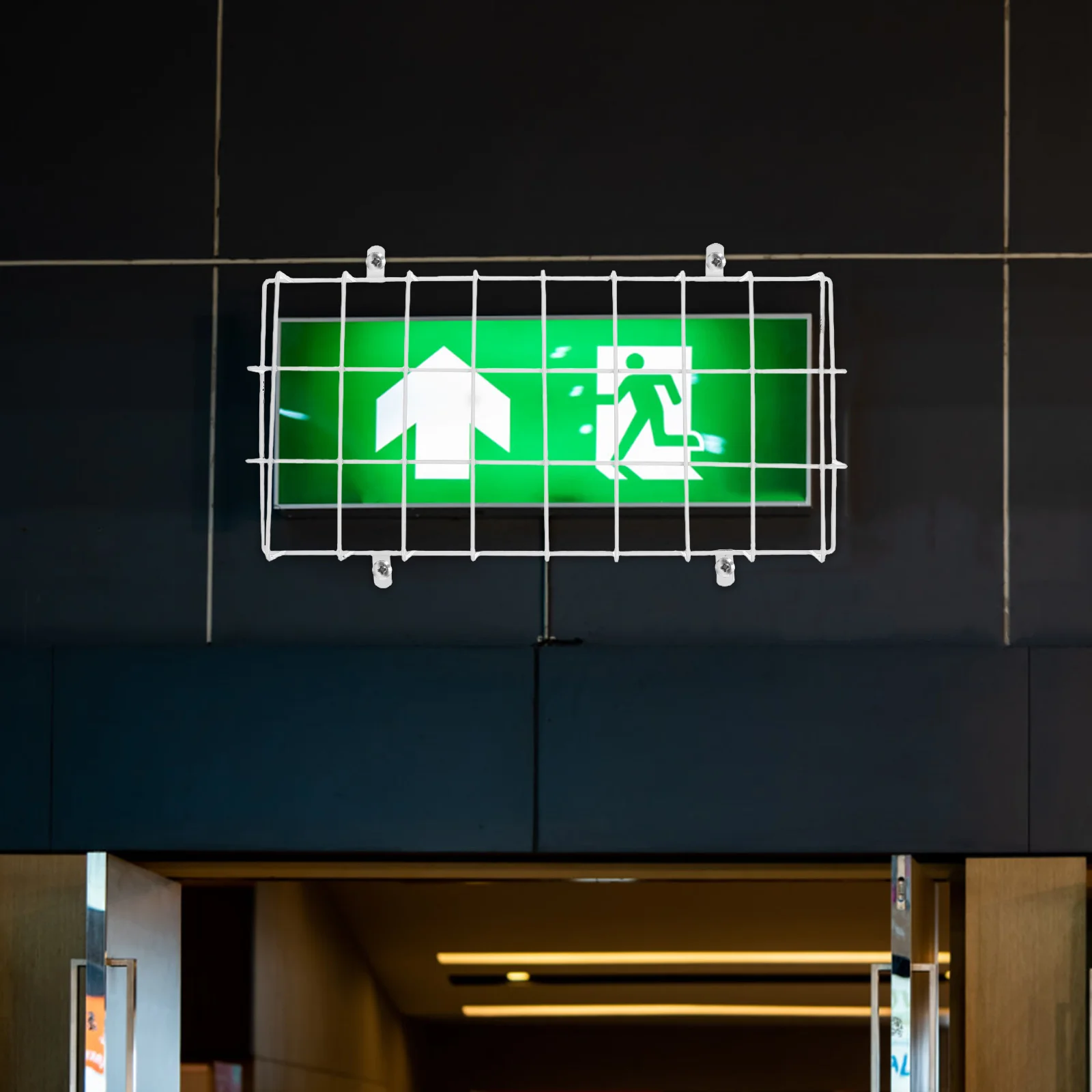 

Sturdy Metal Wire Guard for Exit Signs Wall Mounted Safety Cover Protects Emergency Lights in High Traffic Areas
