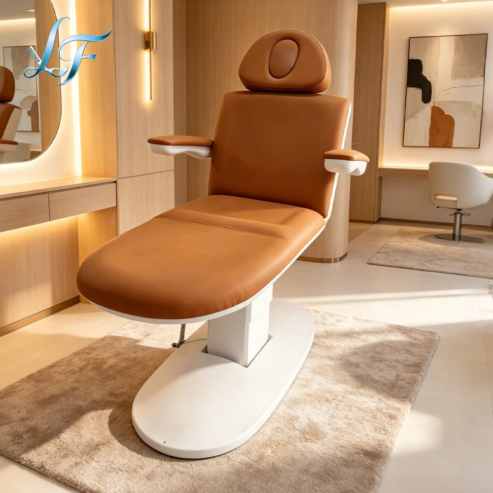 Luxury Electric Eyelash Bed Brown 3 Motor Beauty Salon Special Furniture