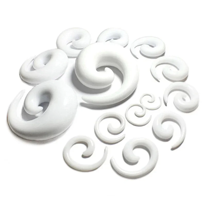 2 Pieces Cream Black Acrylic Spiral Ear Gauges Large Size Ear Tapers Stretching Plugs Expanders Pircing Jewelry 1.2mm-24mm