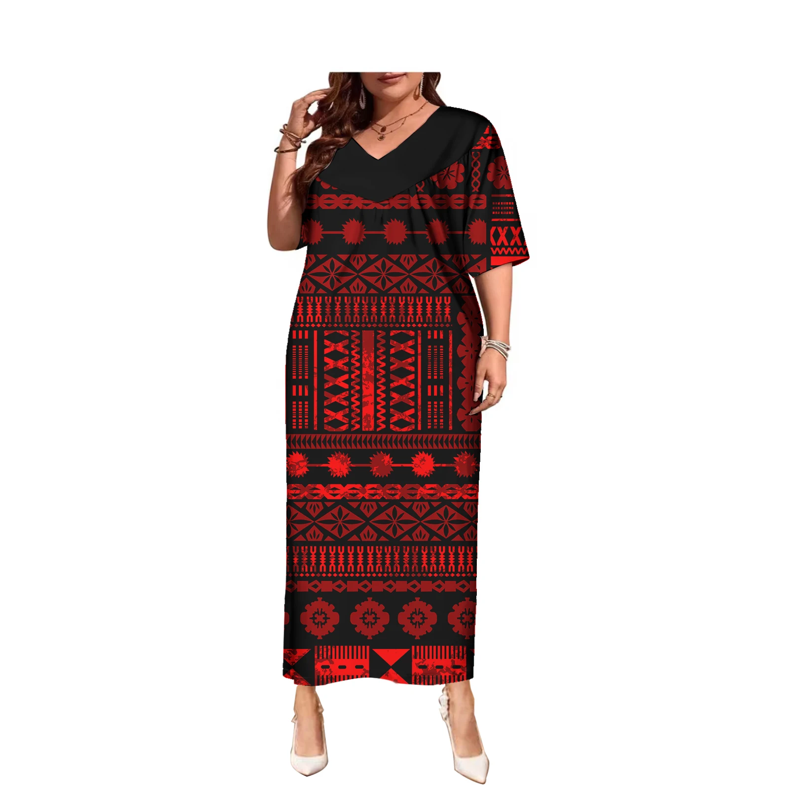 Samoan Fijian Puletasi Dresses For Islands Polynesian Tribal Clothing Women Custom Print Evening Party Dress