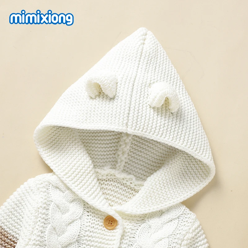 Baby Rompers Knit Winter Newborn Boys Girls Jumpsuits Playsuits Autumn Hooded Long Sleeve Infant Unisex Overalls Toddler Clothes