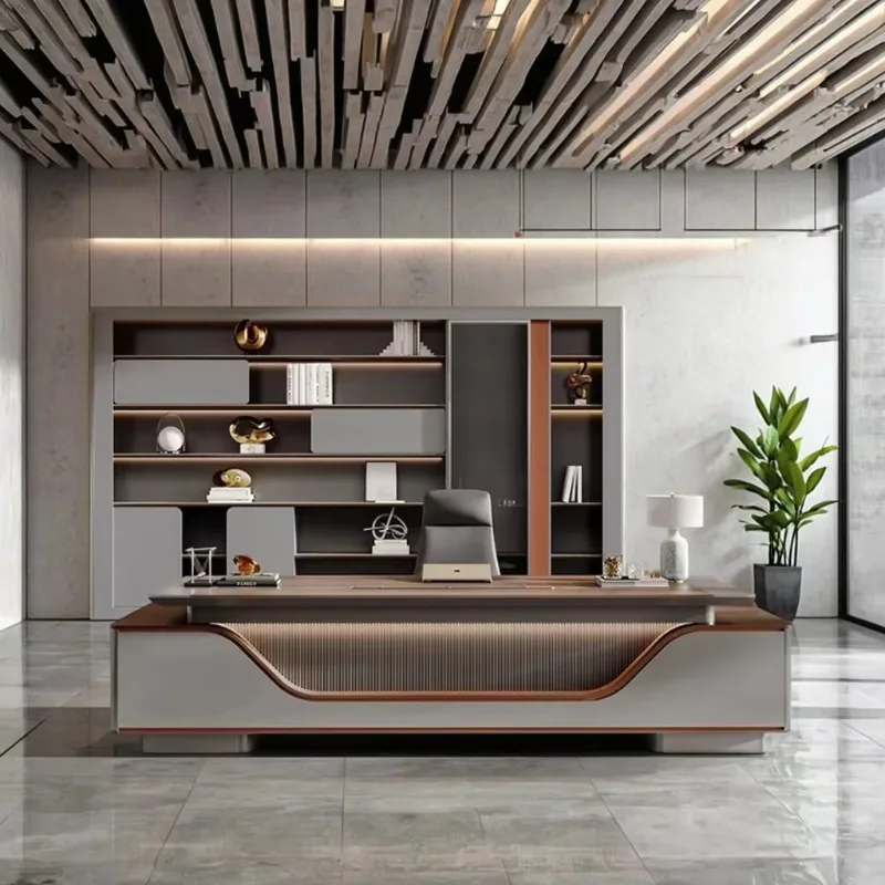 High-End Modern Executive Office Desk for New Office Building Project Luxury Ceo Furniture Wood L Shaped Table