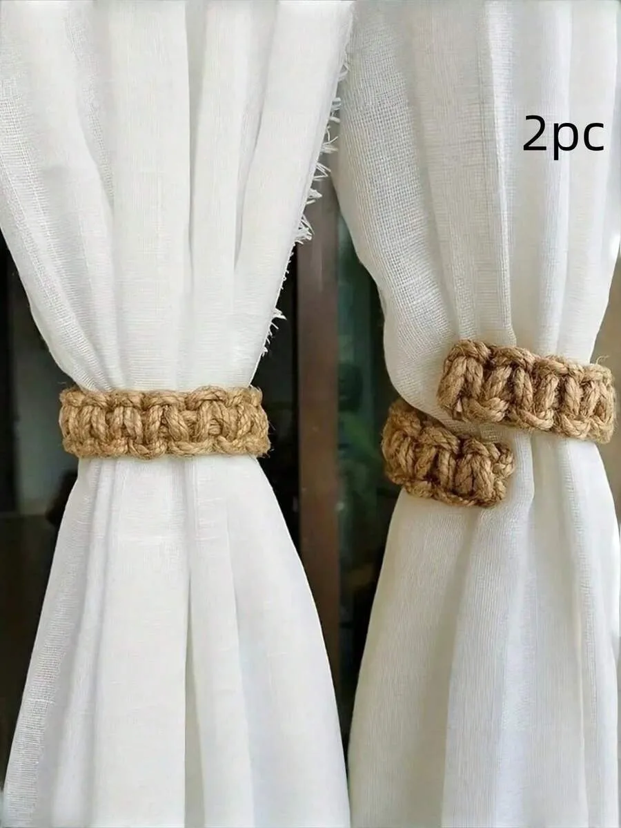 1/2/4pcs Curtain Tiebck, Curtain Tie Rope Braided Curtain Clip Curtain Holdback For Bedroom Living Room Home Decor