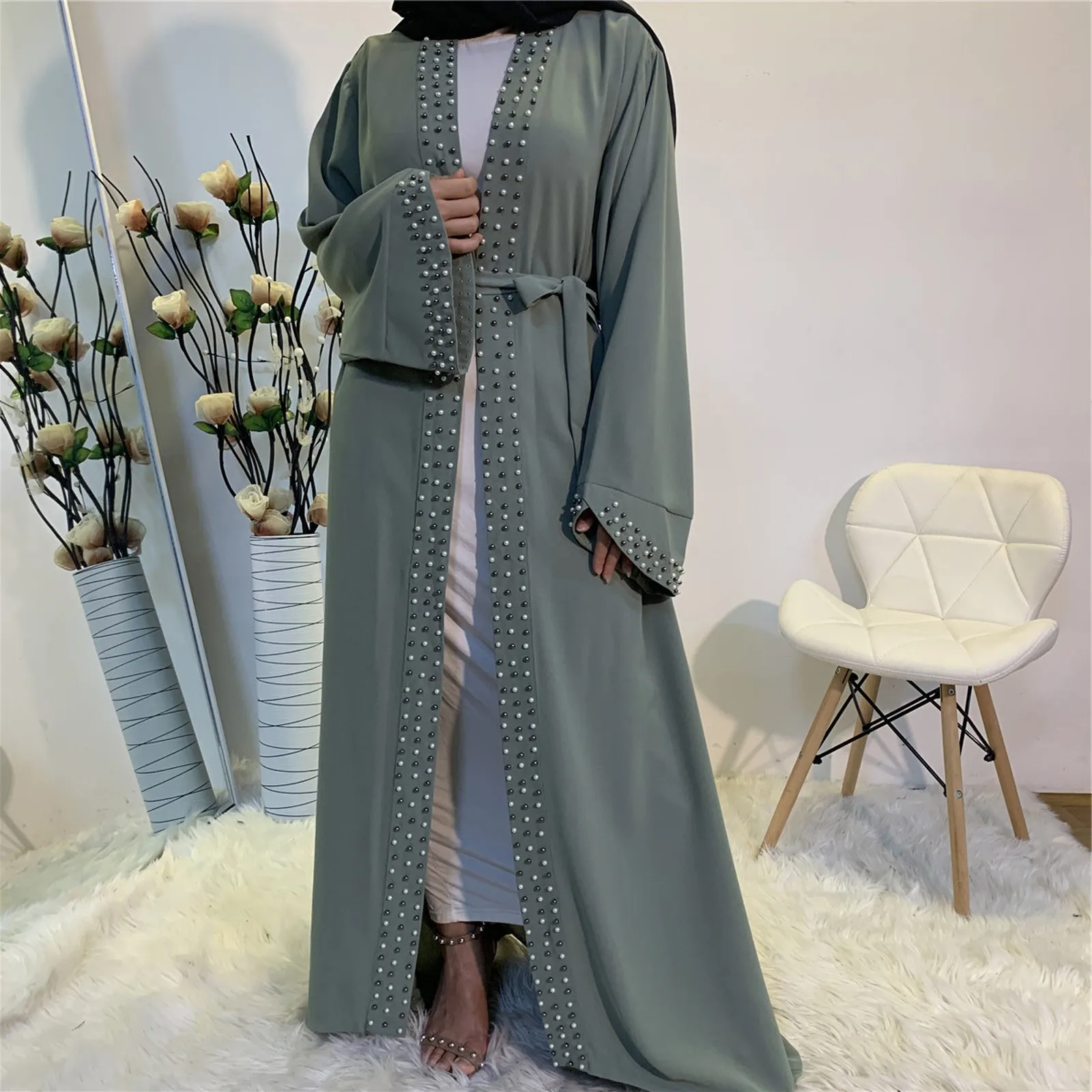 Abayas für Frauen Dubai Mode elegante Truthahn Robe Femme Musulmane Kaftan Marocain Ramadan muslimischen Schnür Cardigan Robe