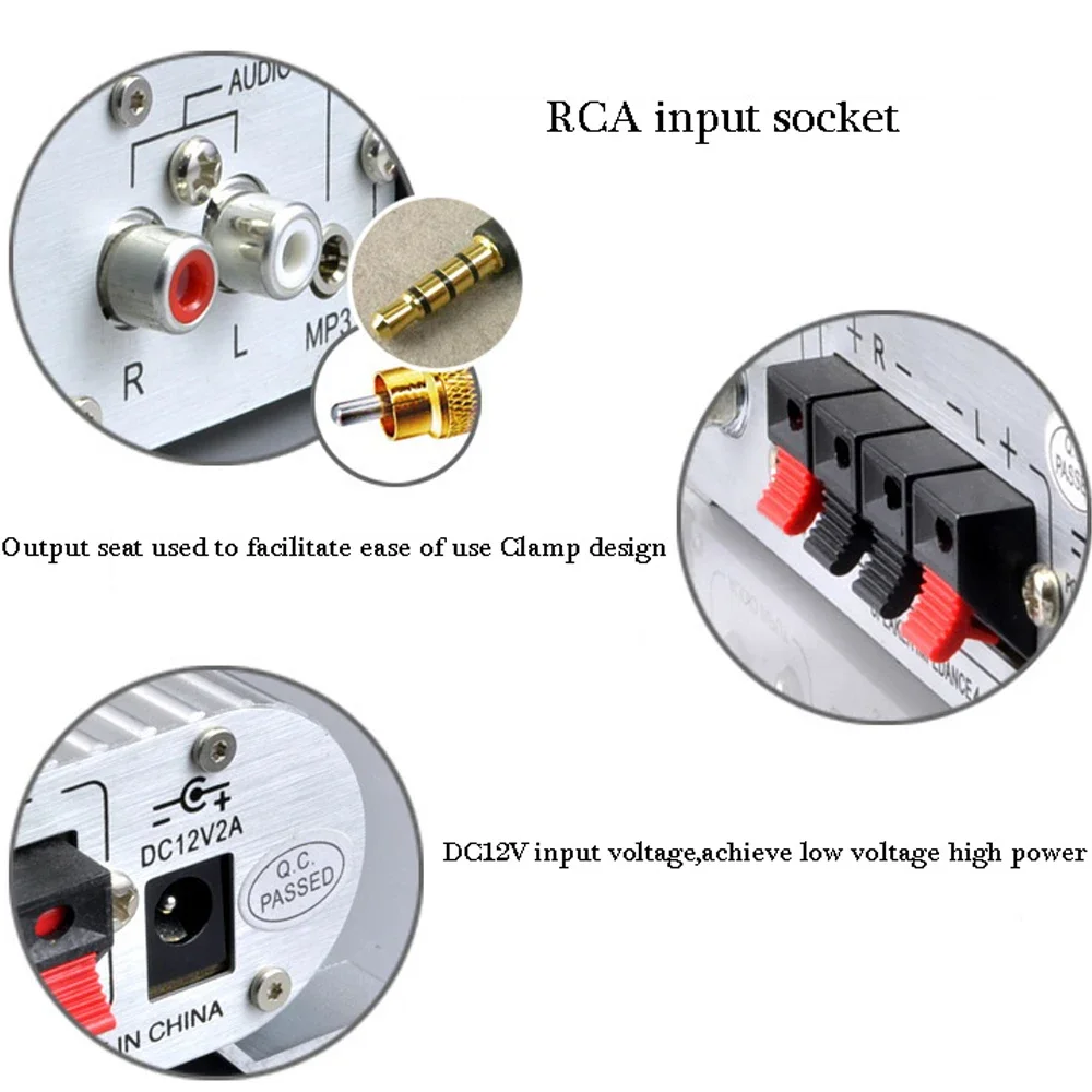 Lepy LP-808 Amplifier HI-FI 2.0ช่องเครื่องขยายเสียงรถยนต์รองรับ RCA อินพุตเสียงแหลม/เบส/สมดุล/การควบคุมระดับเสียงสำหรับ MP3 MP4