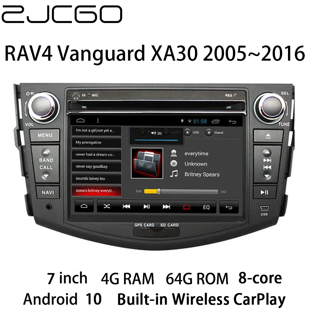 

ZJCGO Car Multimedia Player Stereo GPS 8 Core Radio Navigation Android 10 Screen for Toyota RAV4 Vanguard XA30 2005~2016