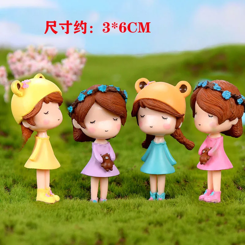 2 Pcs Micro-landscape Decorations Left To Right Guitar Characters Looking Up Couples Flower Girls Cake Ornaments