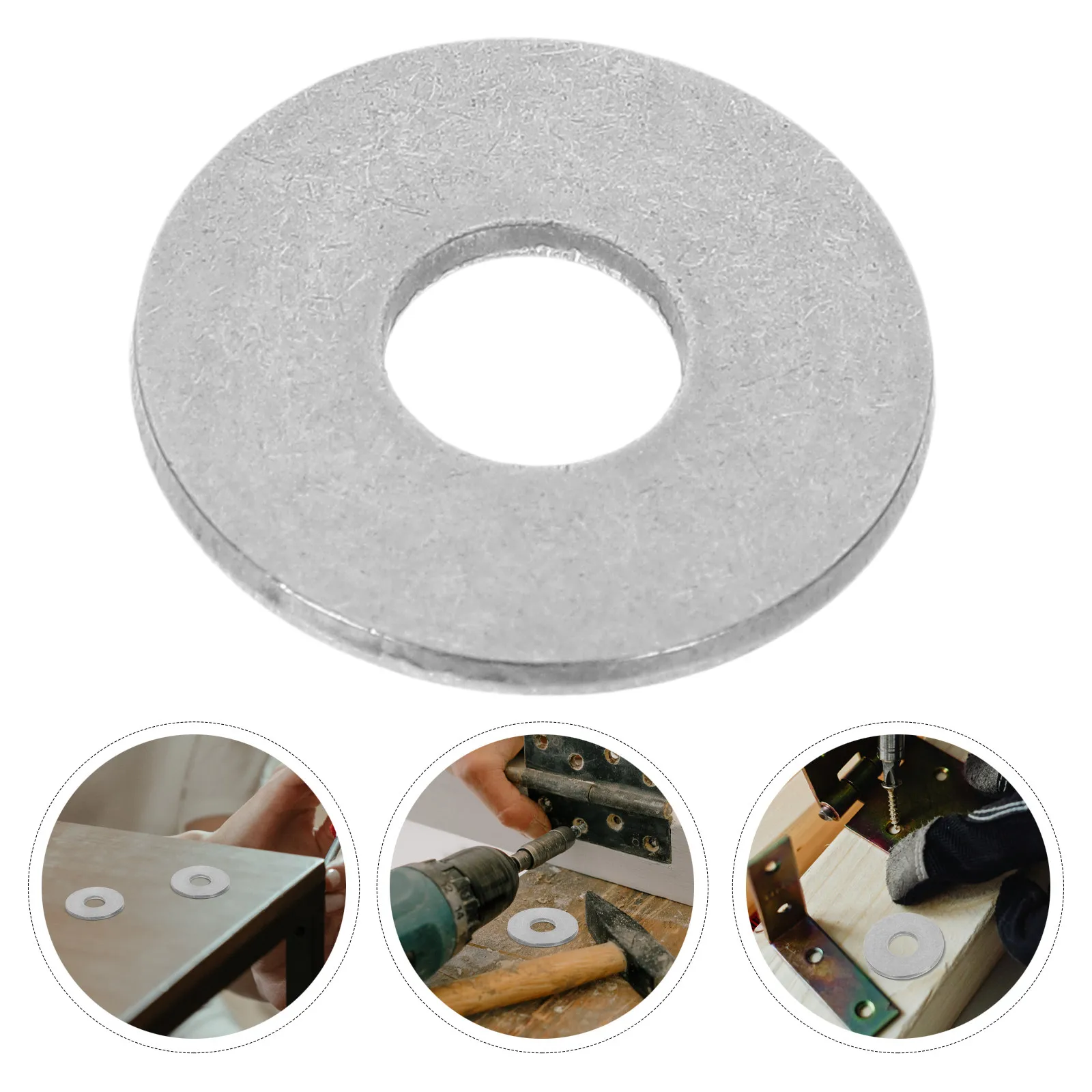 50Pcs Stainless Steel Flat Washers Thickened Round Washer Set for Screws Furniture Mechanical Equipment Anti-Loose Sealing