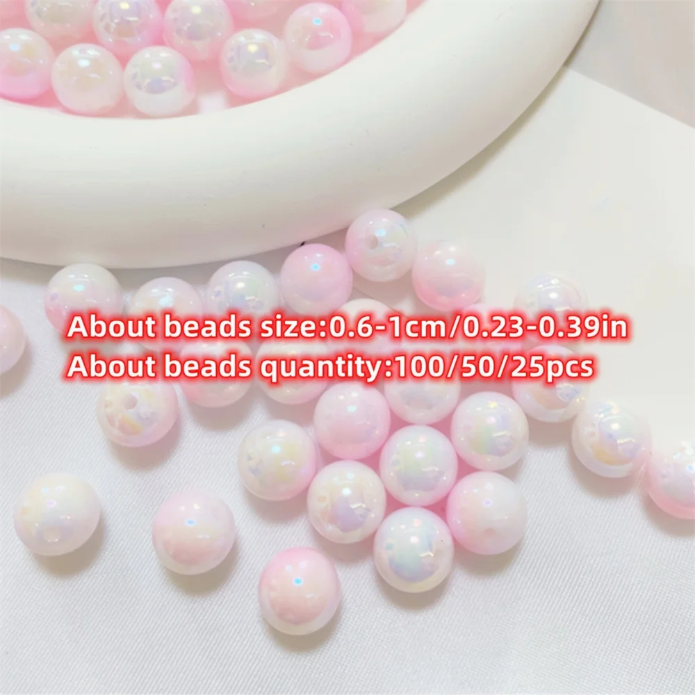 100/50/25pcs 6mm/8mm/10mm Pink Two-Color Acrylic Beads Suitable for Making Couple Bracelets, DIY Making Phone Chains