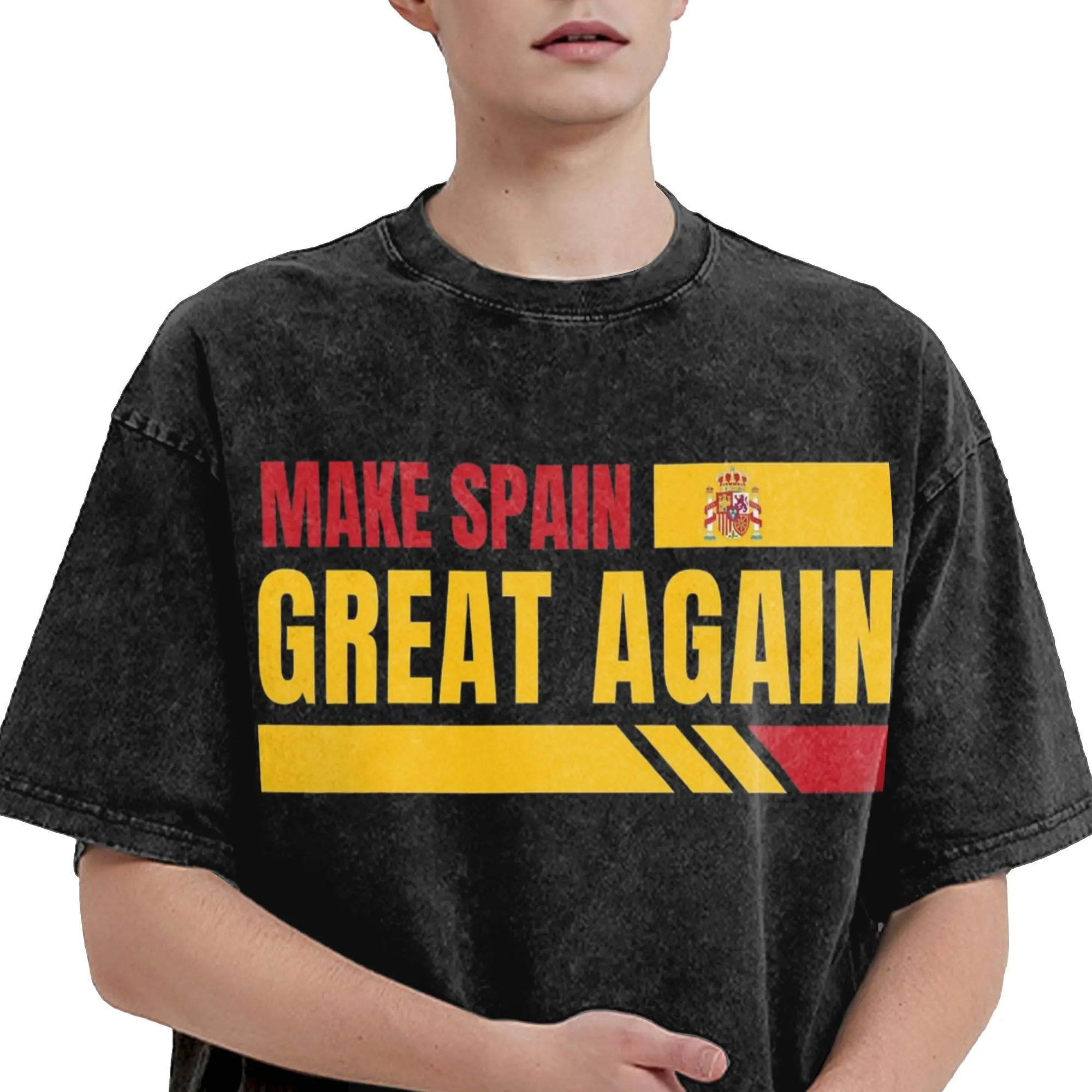 Men Women Make Spain Great Again Washed T Shirts  100% Cotton Clothing Funny Short Sleeve O Neck Tee Shirt Graphic T-Shirts