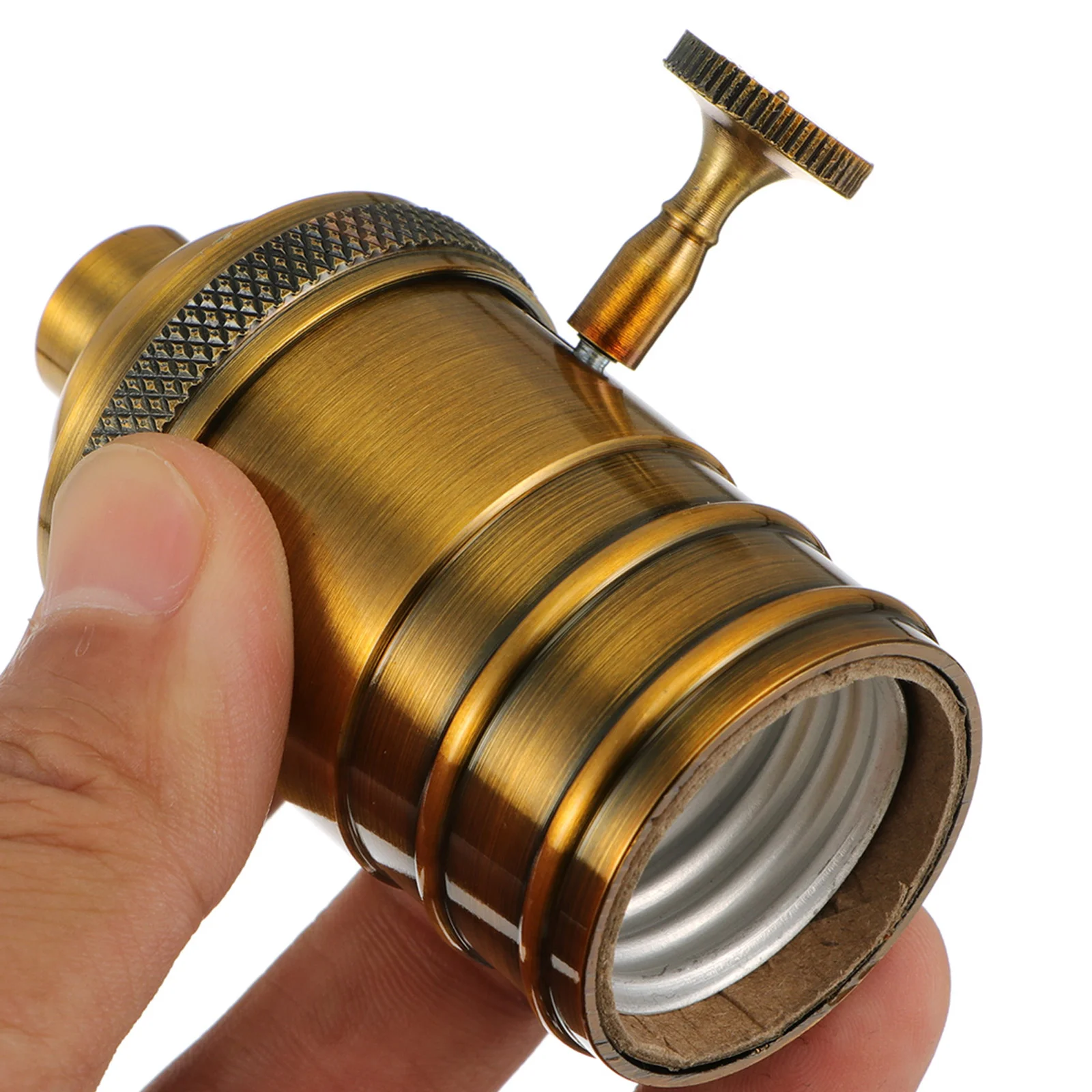 

Retro E27 Vintage Socket Golden Copper Finish Aluminum Lamp Holder for DIY Pendant Lighting Fixtures Retro Die for Stairways