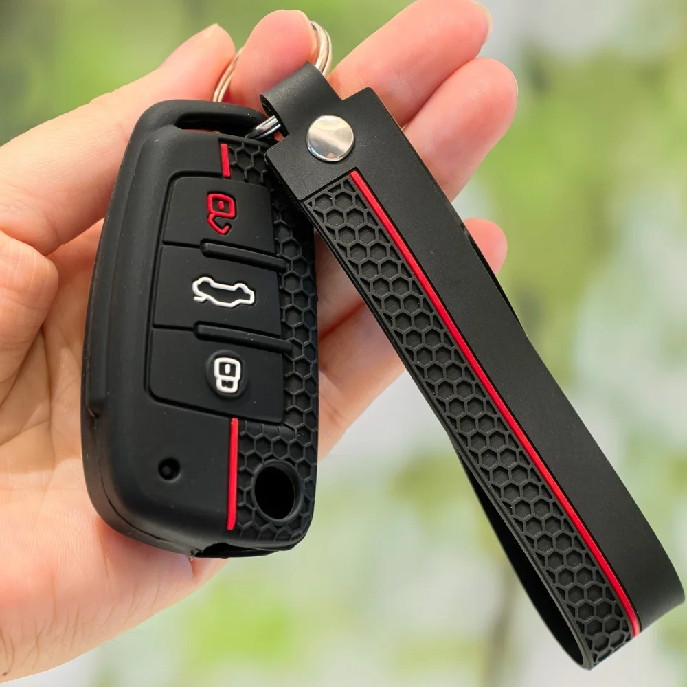 

Силиконовый автомобильный складной чехол для ключей для Audi A3 8L 8P A4 B6 B7 B8 A6 C5 C6 4F RS3 Q3 Q7 TT 8L 8V S3 Аксессуары для брелока