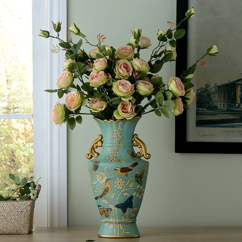 مزهرية زهور سيراميك مائلة ، مزخرفة منزلية عتيقة ، زجاجة تقليد بالأسى ، عمل فني أنيق ، على الطريقة الأمريكية #5