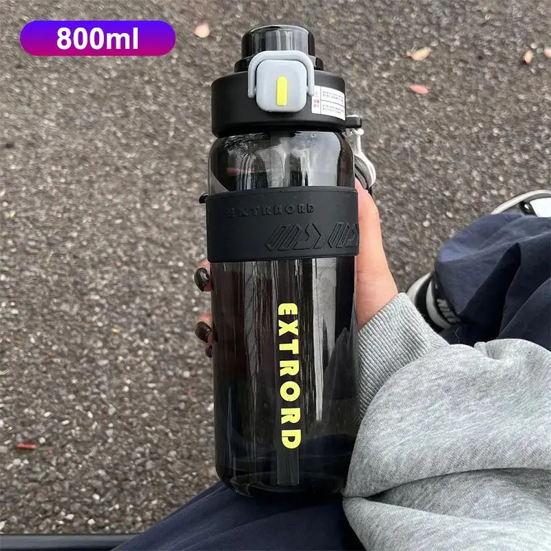 800/1200ml Sports Water Bottle High Temp Resistant Leakproof With Straw Direct Drinking For Outdoor