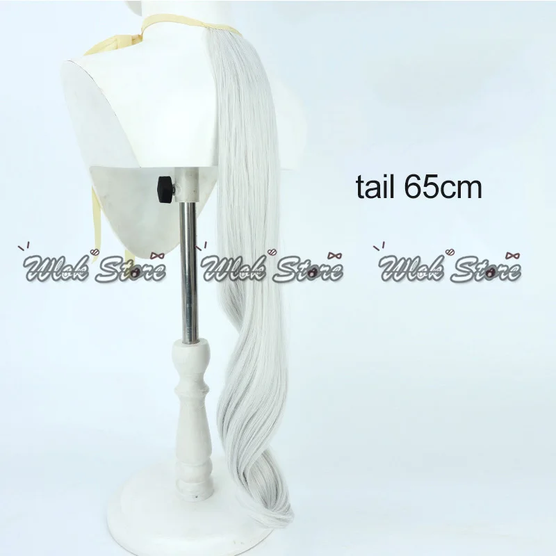 Gorra de Oguri de Anime, peluca de Cosplay Pretty Derby, pelo largo gris y blanco, orejas y cola para mujeres y niñas, accesorios de juego de rol para fiesta de Halloween y Carnaval