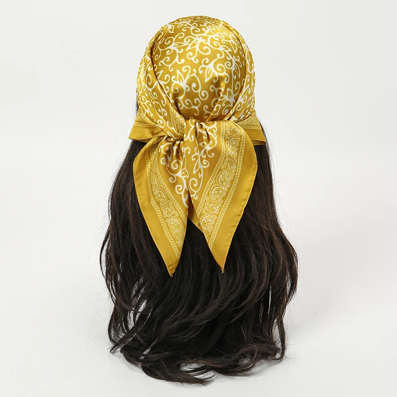Luxury Brand Silk Square Floral Scarf Women Satin Neck Hair Tie Band Soft work neckerchife 2025 NEW Hijab Head Female Foulard