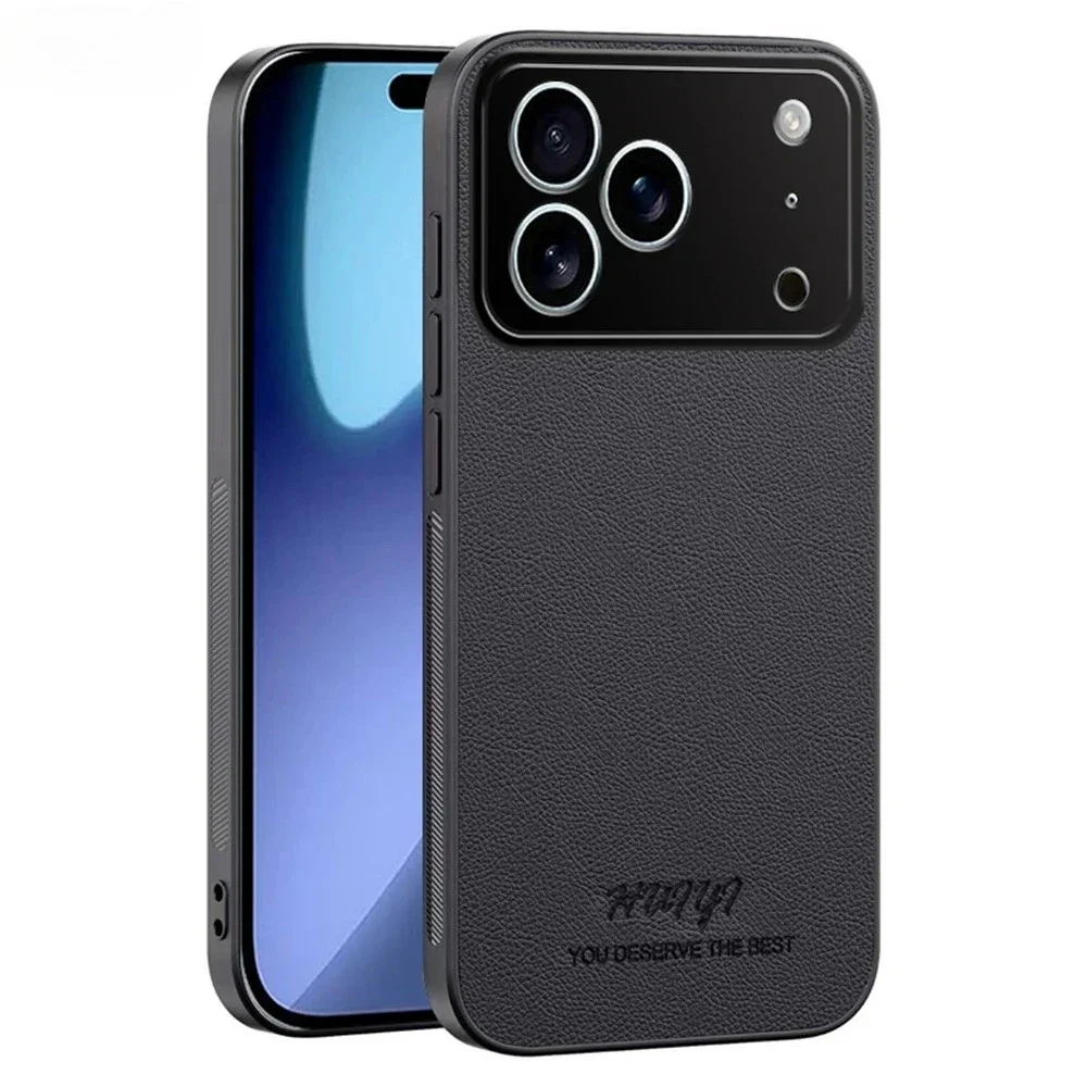 Business-Anti-Fingerabdruck-Leder-Handyhülle für iPhone 17, Air 16 E, 15 14 Plus, 13, 12, 11 Pro Max, kabelloses Laden, stoßfeste Abdeckung