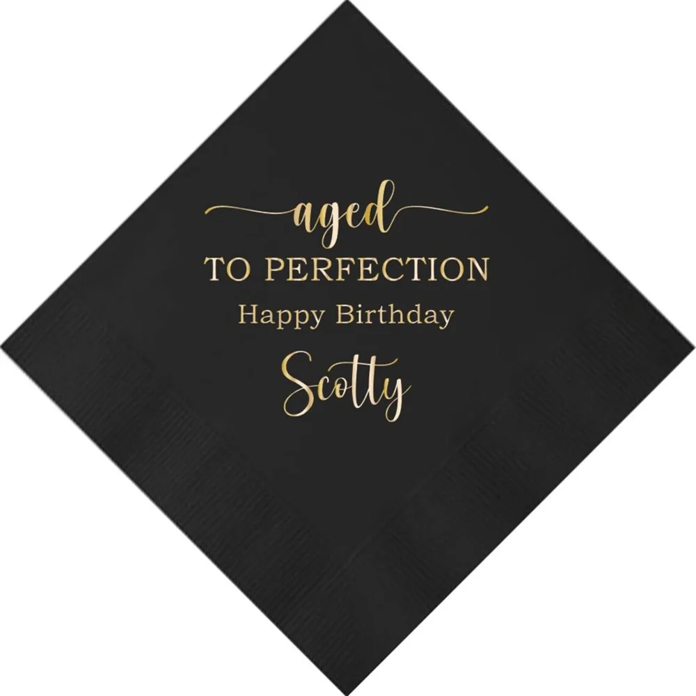 

Personalized Birthday Napkins Party Vintage Theme Aged to Perfection Custom Napkins Monogram Printed Napkins 50 60 70 80 All Siz