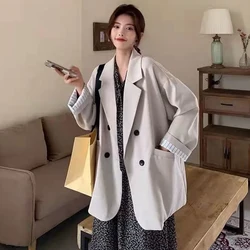 2024 Korean Loose Long Sleeve Blazer Women Autumn Casual Single Breasted Suit Jacket Woman Striped Lining Office Blazers Female