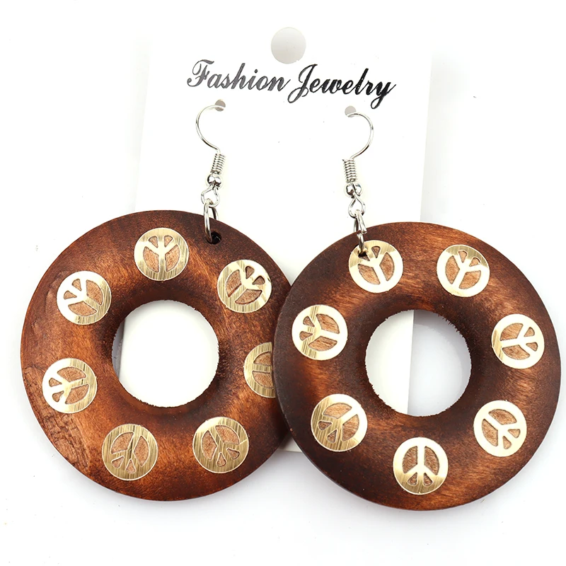 Handmade African Round Wooden Earrings Can Mixed Colors