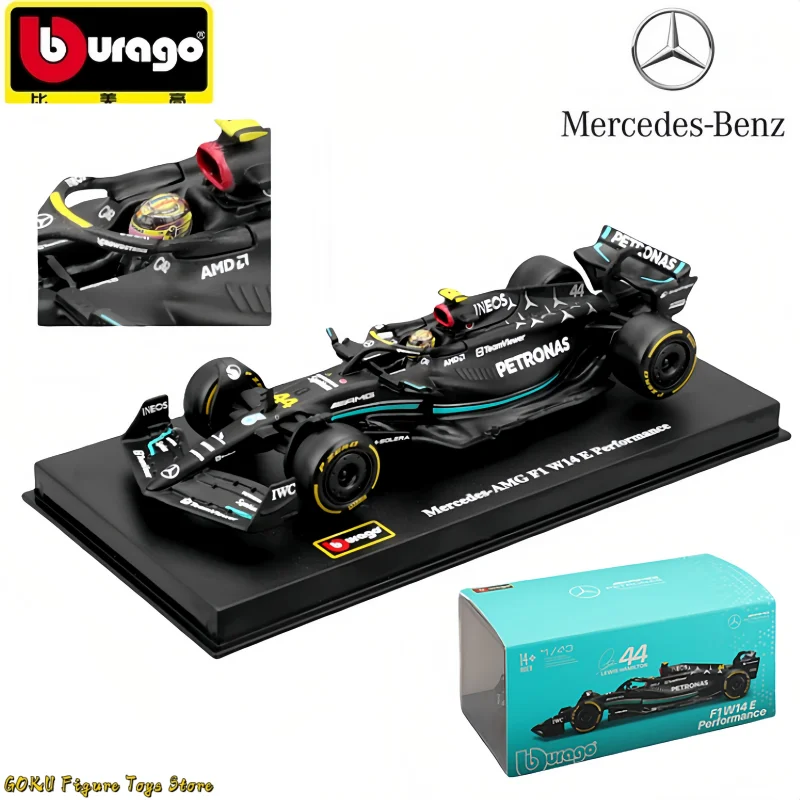 2023 Bburago 1:24 Acrylic Packaging Mercedes-AMG Bnez F1 W14 E Car Diecast Model Alloy Luxury Vehicle Gift Kids Formula Car Toys