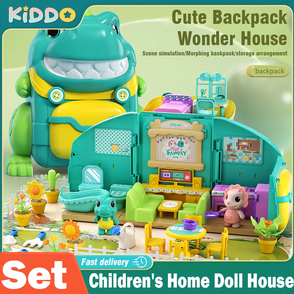 

Dollhouse Backpack Children's Pretend Play Home Doll House Simulation Villa Castle Kitchen Games Educational Toys for Girls Kids