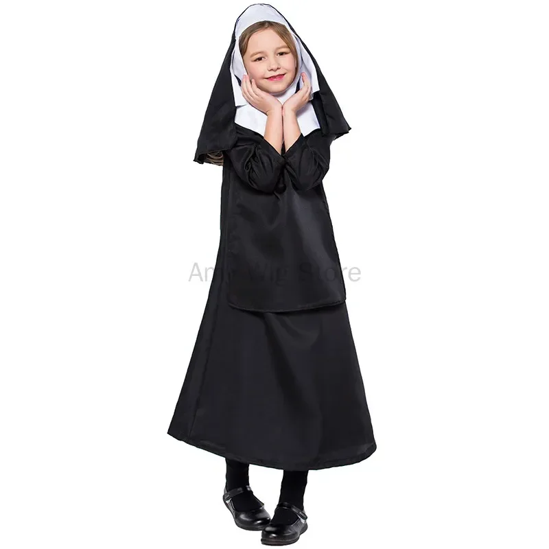 Boys Priest Costume for Halloween Dress Up Party Cosplay Kids Nun Costumes for Girls Nun Cosplay Costume Party Fancy Dress