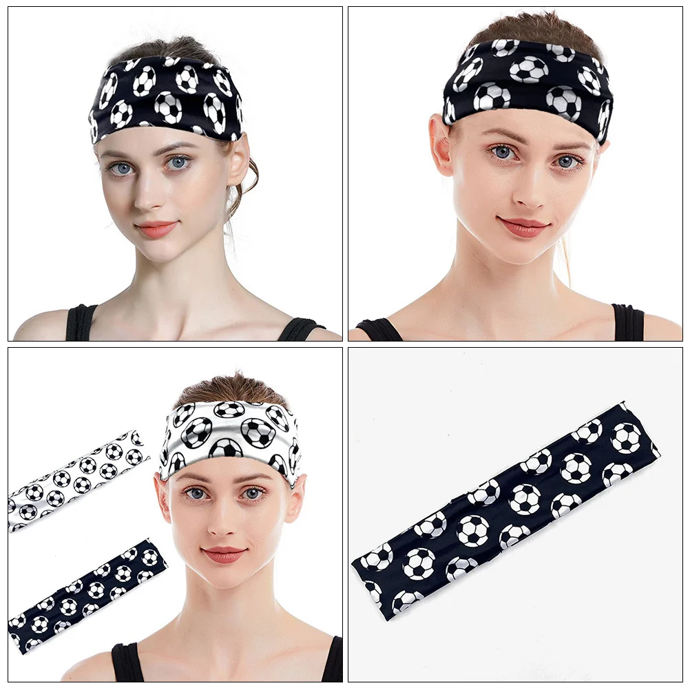 

2Pcs Soccer Pattern Sports Headbands Comfortable Sweat Bands Elastic Lightweight Hair Bands for Yoga Running Fitness