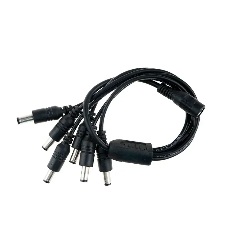 5.5x2.1mm DC Power Cable Female to 2,3,4,5,6,8 Male Plug Splitter Adapter for Security CCTV Camera and LED Strip DC Power Jack