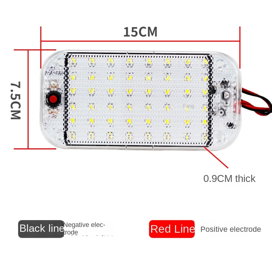 12V-85V LED Vehicle Trunk Light Ultra-thin Universal Interior Reading/Ceiling Lamp with Switch for Car SUV Camper Boat Rectangle