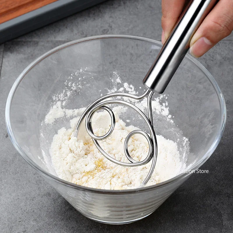 Stainless Steel Handle Kitchen Baking Tools Pastry Manual Mixer Egg Beater Self Turning Cream Utensils