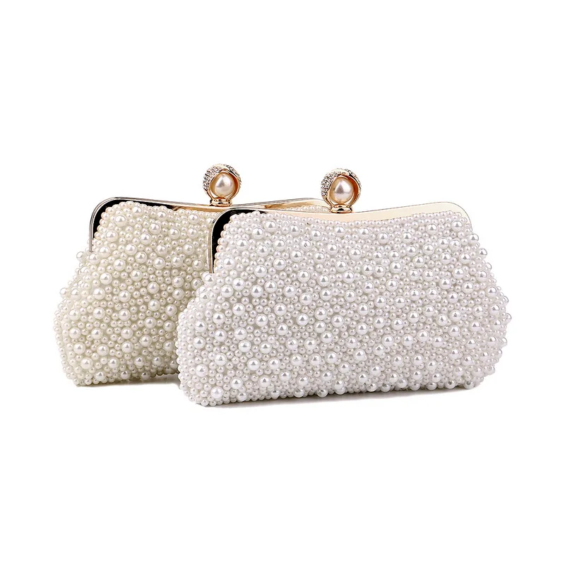 Beading Women Clutch Shell Design Evening Bag With Chain Shoulder Pearl Embroidery Handbags Chain Shoulder Purse