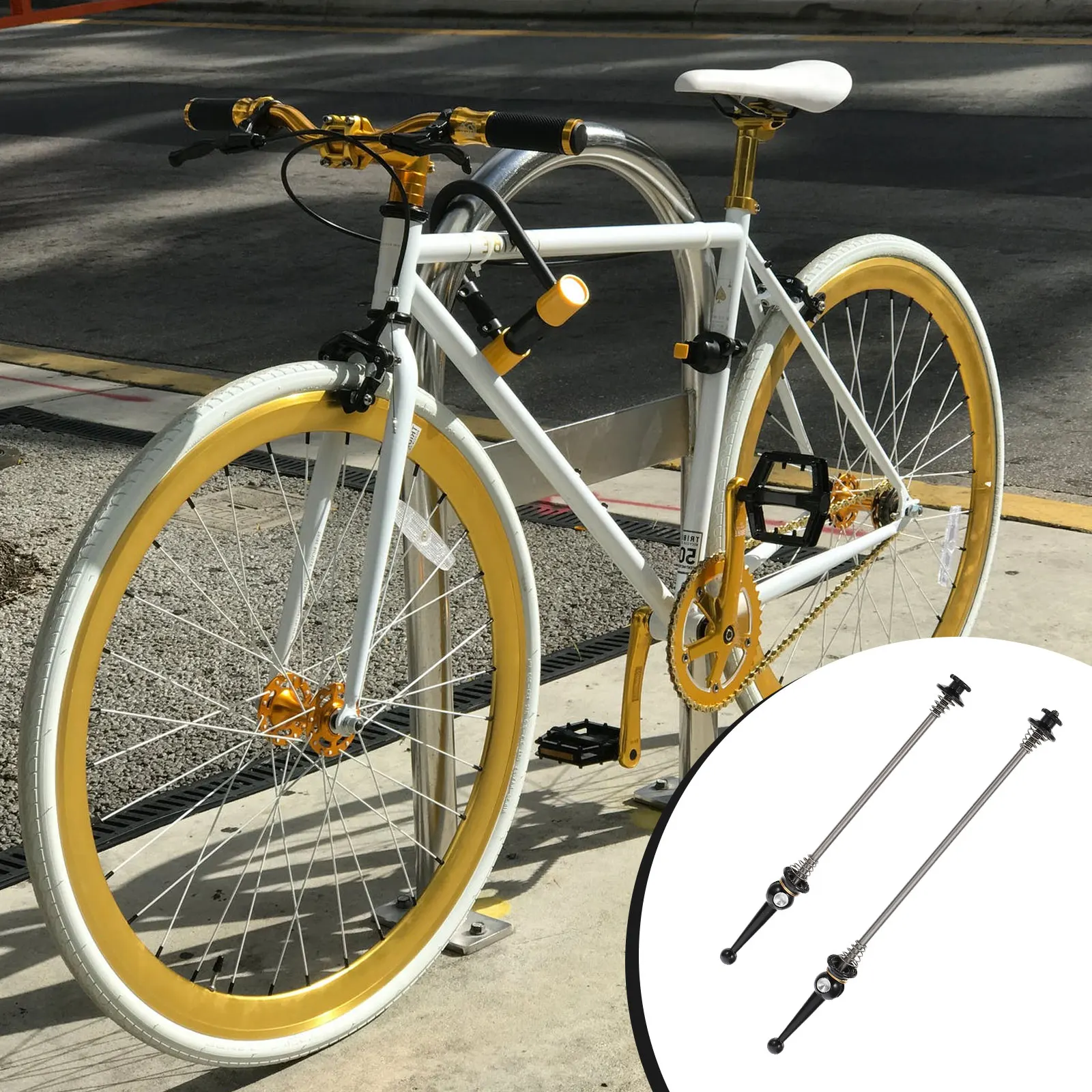 

1Pair Hub Quick Release Skewers Bicycle Wheel Skewer Titanium Alloy Secure Fit Light Weight for Road Mountain Bike Use