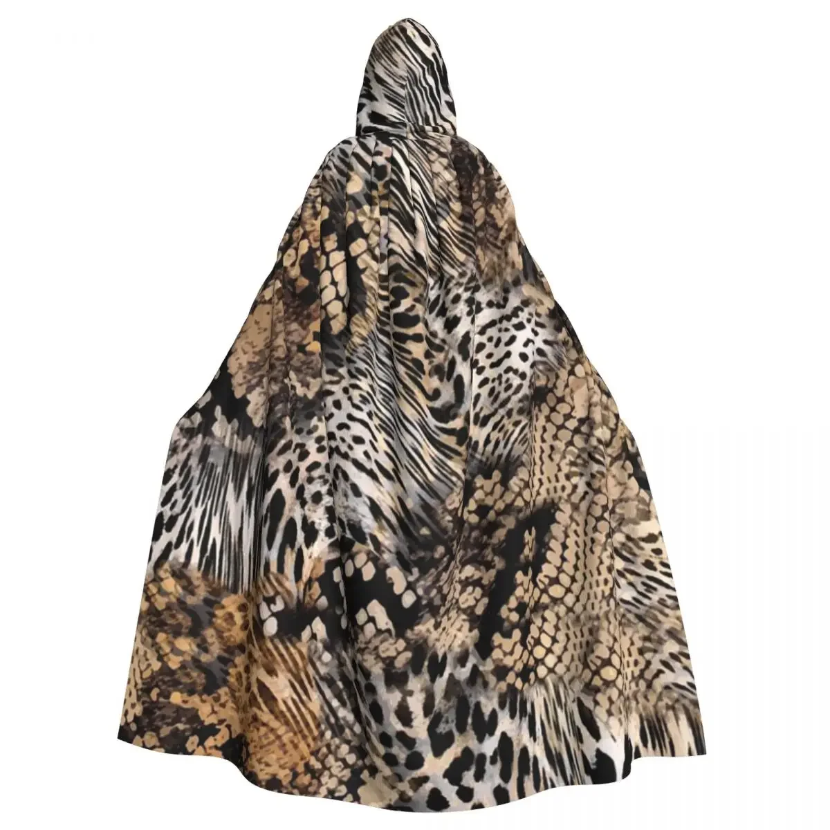 

Snake And Leopard Print Long Hooded Cloak Witch Medieval Costume Cosplay Cape HalloweenParty Adult Unisex