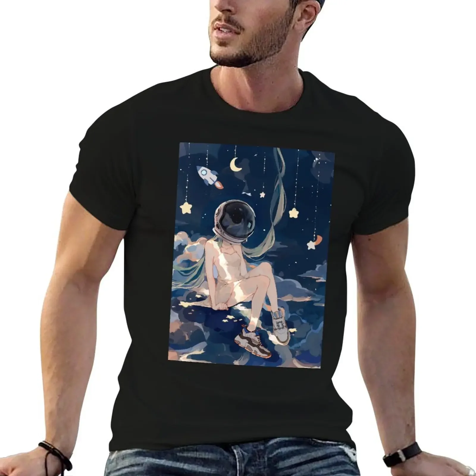 Astronaut Miku T-Shirt oversized for a boy anime stuff men graphic t shirts