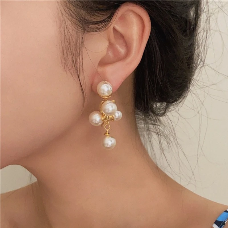 Fashion Jewelry Vintage Temperament Simulated Pearl Dangle Earrings For Girl Women Gifts Fine Design Ear Accessories Hot Selling