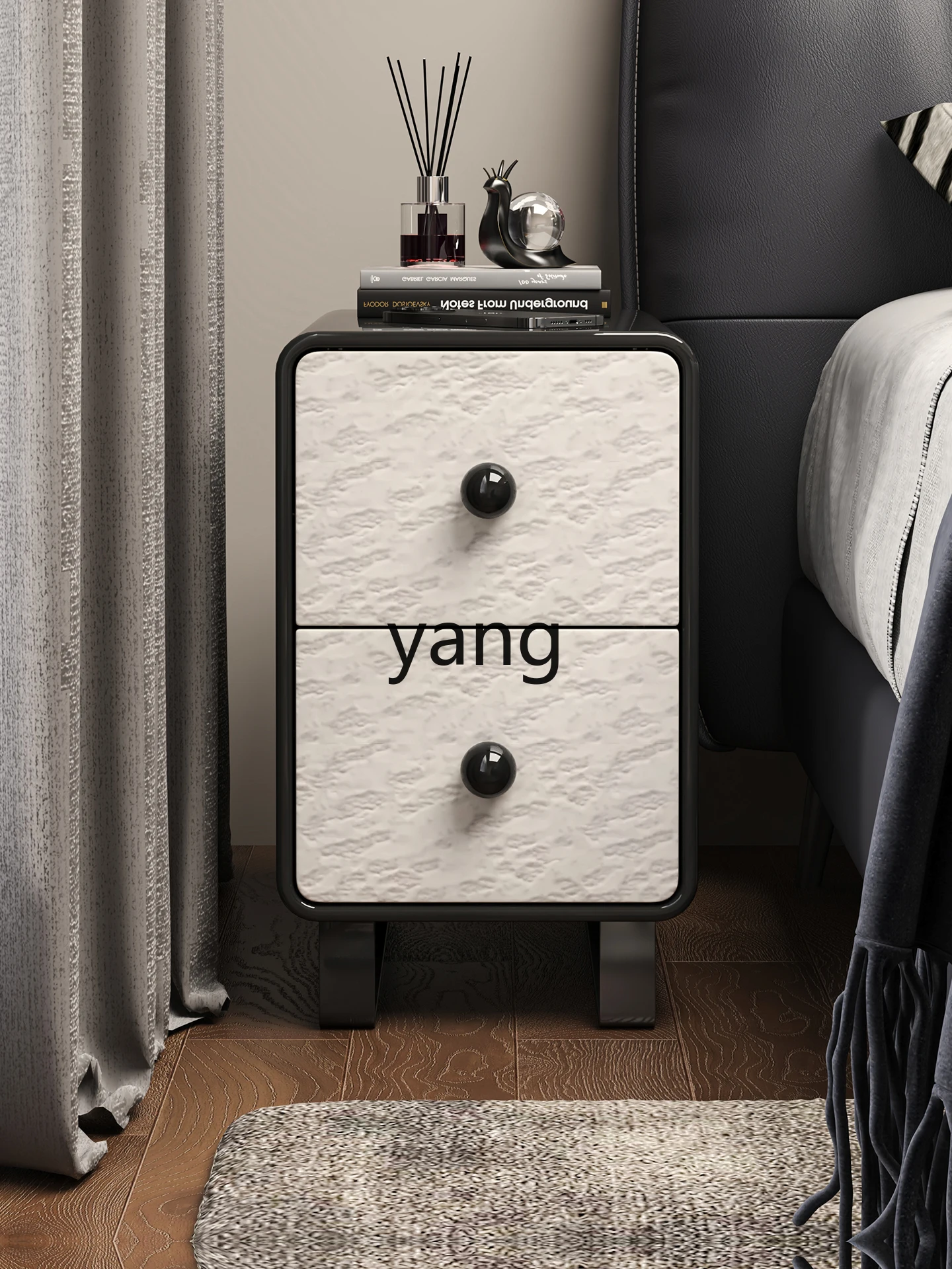 LTT Meja Samping Tempat Tidur Kecil Sempit untuk Kamar Tidur Rumah Lemari Penyimpanan Gaya Italia Kecil Kabinet Celah Kayu Solid Ultra Sempit