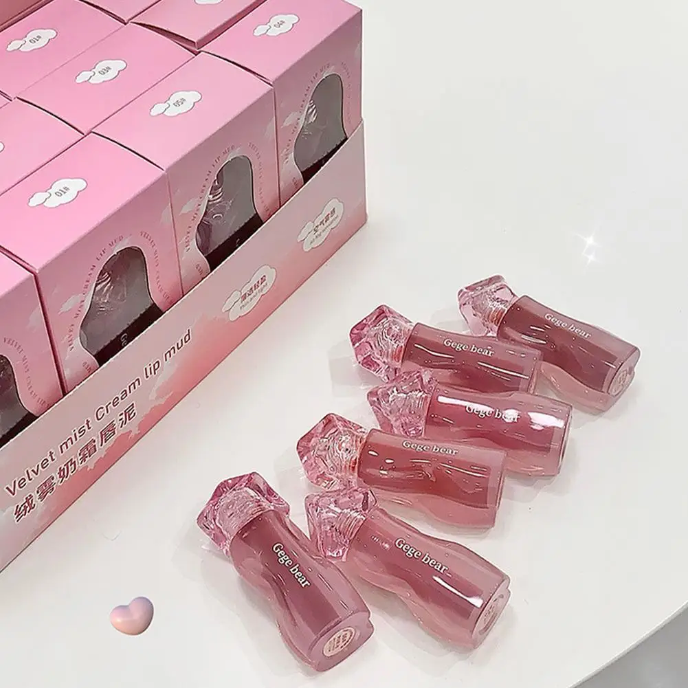 Mousse labial en crema aterciopelada Gege Bear, suave, acolchado con fórmula pigmentada de textura nutritiva de larga duración, Wea altamente con N0M7