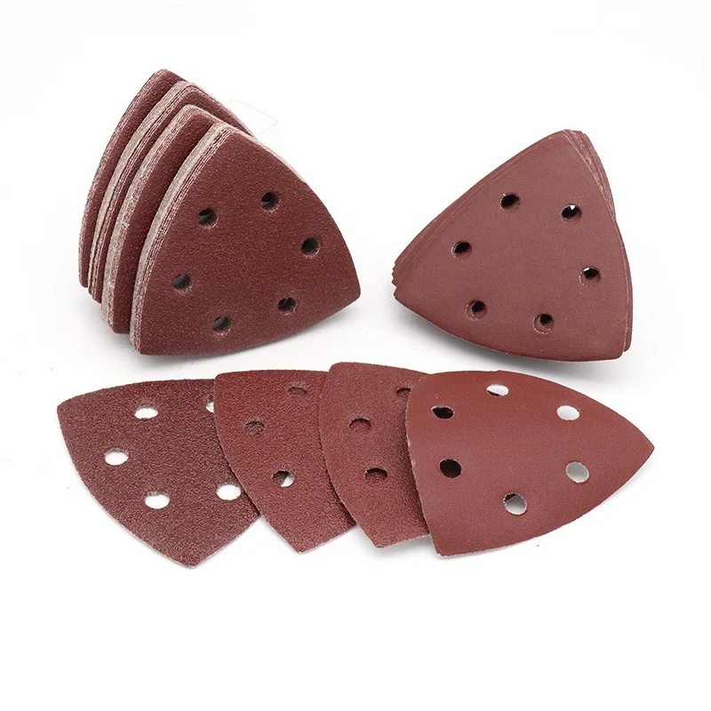 Almofadas de lixamento triangulares, lixadeira de mouse, lixa com 6 furos 40/60/80-150/180/240/320/400grãos para lixadeiras delta/multi-arandelas