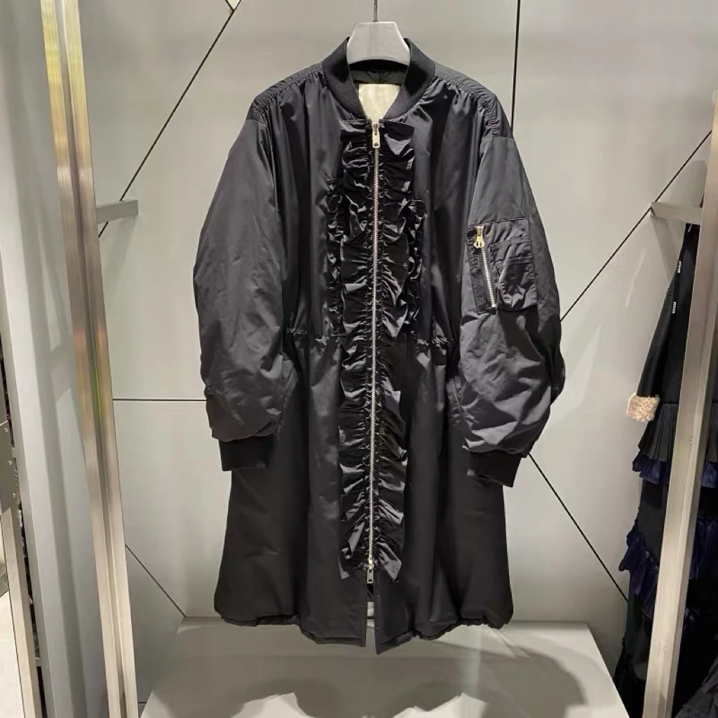 

Faionable Casual Loose Long Cotton Jaet Outerwear Two Colors Lemon Cheese LUC25 Autumn Commute Sle Women's Coat