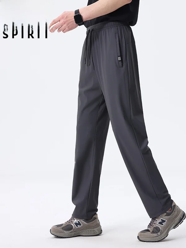 

Мужские летние повседневные брюки Spirit из ледяного шелка, прямого кроя, свободные, быстросохнущие, спортивные, удобные, дышащие, длинные