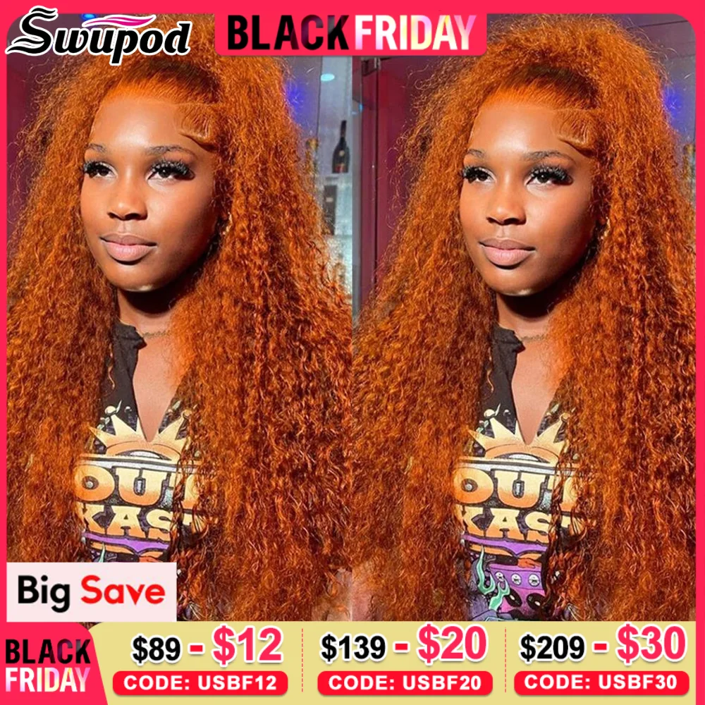 Orange Ginger Lace Front Curly Human Hair Wigs For Women 30inch Deep Wave Frontal Wig 13x4 13x6 Hd Lace Front Human Hair Wig