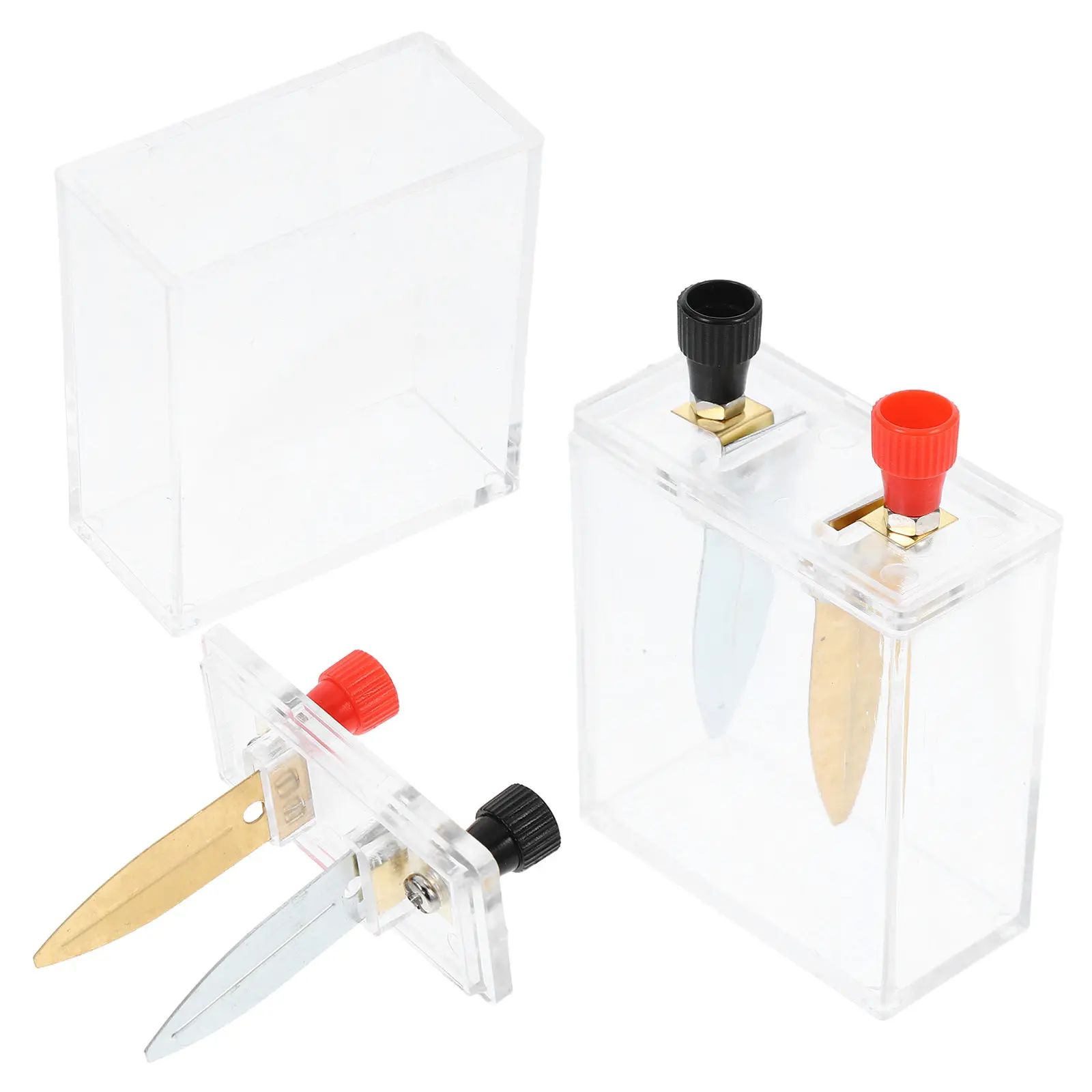 

2 Sets Saltwater Science Experiment Kit Clear Plastic Case Metal Plate DIY Liquid Stem Educational Classroom