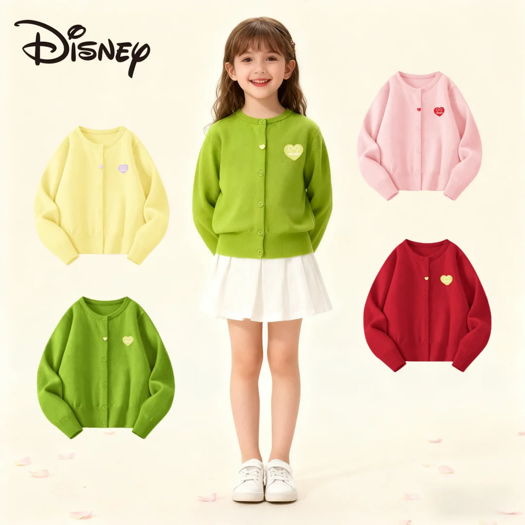

Детский утепленный кардиган Disney, свитер ярких цветов для девочек, милые милые свитера, весенне-осенний ветрозащитный мягкий удобный свитер