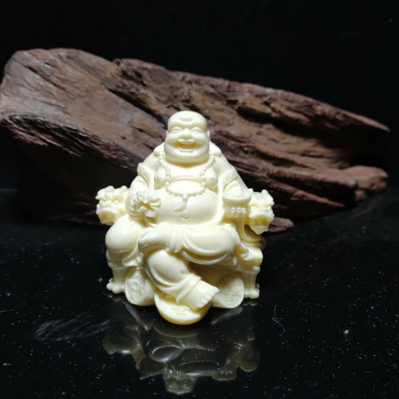 

Ivory Nut Carving for Fortune Maitreya Car Decoration Maitreya Buddha Playing with Hands Ruyi Buddha Home Ornament Wholesale