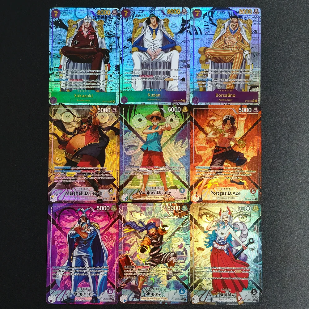 Tarjetas Coleccionables de Anime DIY 2026: Sakazuki, Kuzan, Borsalino, Teach, Luffy, Ace, Sengoku, Buggy, Yamato - Tarjetas de Juego de One Piece