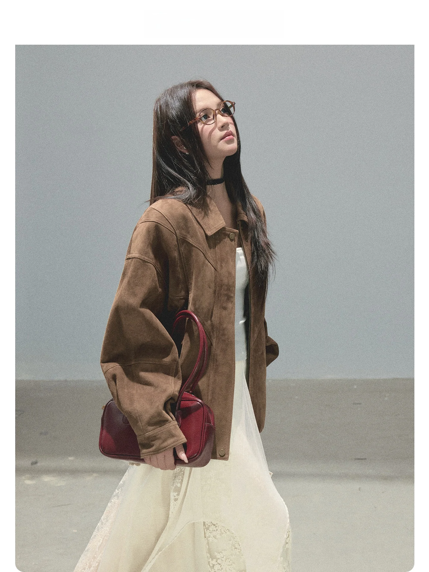 

Mimius Deer ort Coat Long Sve Simple Versatile Loose Faionable Korean Sle Retro Merald Women's Hanfu Top