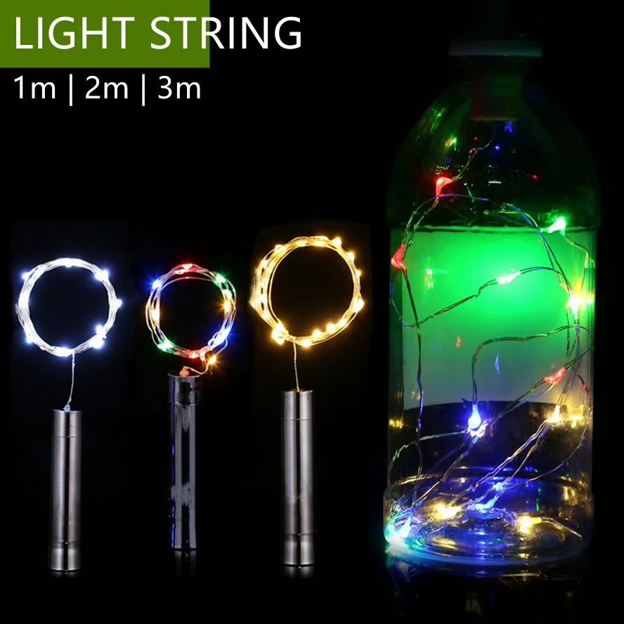 1/2/3M LED Wine Bottle Cork Starry Light String for Festival Wedding Christmas Decoration Party Decor Copper Wire Night Light
